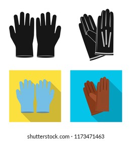 Vector design of glove and winter logo. Set of glove and equipment stock vector illustration.