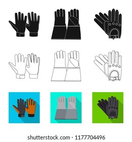 Vector design of glove and winter logo. Set of glove and equipment vector icon for stock.