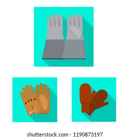 Vector design of glove and winter logo. Collection of glove and equipment vector icon for stock.