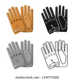 Vector design of glove and winter logo. Set of glove and equipment stock symbol for web.