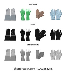 Vector design of glove and winter logo. Collection of glove and equipment stock symbol for web.