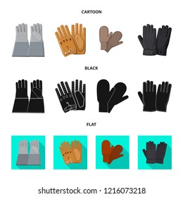 Vector design of glove and winter logo. Collection of glove and equipment stock vector illustration.