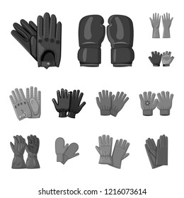 Vector design of glove and winter logo. Collection of glove and equipment stock symbol for web.