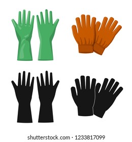 Vector design of glove and winter logo. Collection of glove and equipment stock vector illustration.