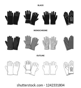 Vector design of glove and winter logo. Set of glove and equipment vector icon for stock.