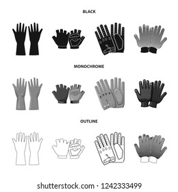 Vector design of glove and winter logo. Collection of glove and equipment stock vector illustration.