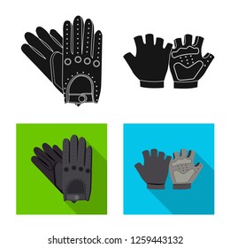 Vector design of glove and winter logo. Set of glove and equipment stock symbol for web.