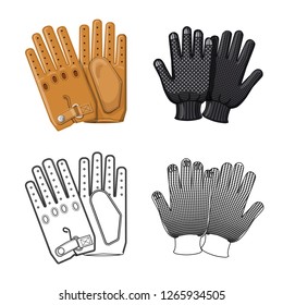 Vector design of glove and winter logo. Collection of glove and equipment stock vector illustration.
