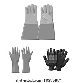 Vector design of glove and winter logo. Set of glove and equipment vector icon for stock.