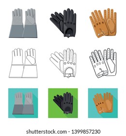 Vector design of glove and winter logo. Collection of glove and equipment vector icon for stock.