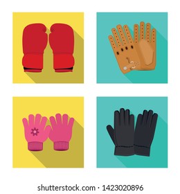 Vector design of glove and winter logo. Set of glove and equipment stock vector illustration.