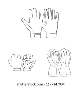 Vector design of glove and winter sign. Collection of glove and equipment stock vector illustration.