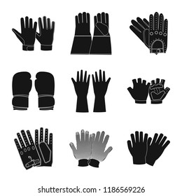 Vector design of glove and winter sign. Collection of glove and equipment vector icon for stock.