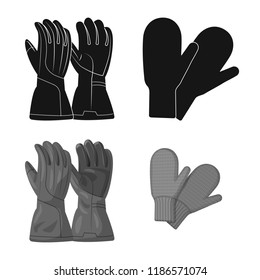 Vector design of glove and winter sign. Collection of glove and equipment vector icon for stock.