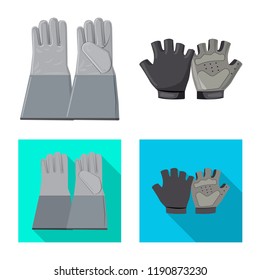 Vector design of glove and winter sign. Set of glove and equipment stock symbol for web.