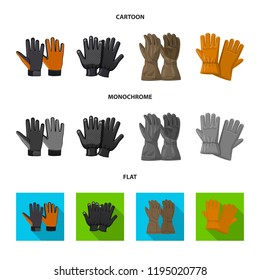 Vector design of glove and winter sign. Collection of glove and equipment stock vector illustration.