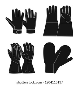 Vector design of glove and winter sign. Set of glove and equipment stock symbol for web.