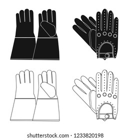 Vector design of glove and winter sign. Collection of glove and equipment stock vector illustration.