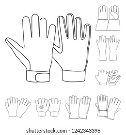 Vector design of glove and winter sign. Set of glove and equipment stock symbol for web.