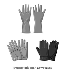 Vector design of glove and winter sign. Collection of glove and equipment stock vector illustration.