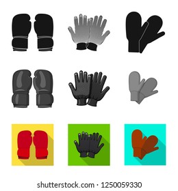 Vector design of glove and winter sign. Collection of glove and equipment vector illustration.