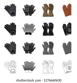 Vector design of glove and winter sign. Set of glove and equipment vector icon for stock.