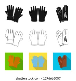 Vector design of glove and winter sign. Collection of glove and equipment vector icon for stock.