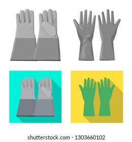 Vector design of glove and winter sign. Set of glove and equipment vector icon for stock.