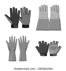 Vector design of glove and winter sign. Collection of glove and equipment stock symbol for web.