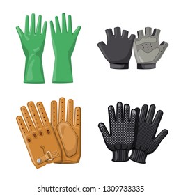 Vector design of glove and winter sign. Collection of glove and equipment stock symbol for web.