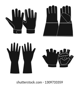 Vector design of glove and winter sign. Set of glove and equipment stock symbol for web.