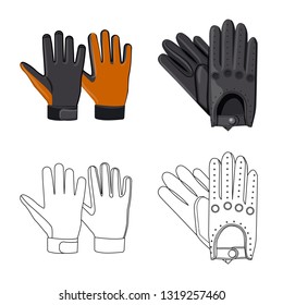 Vector design of glove and winter sign. Set of glove and equipment stock symbol for web.