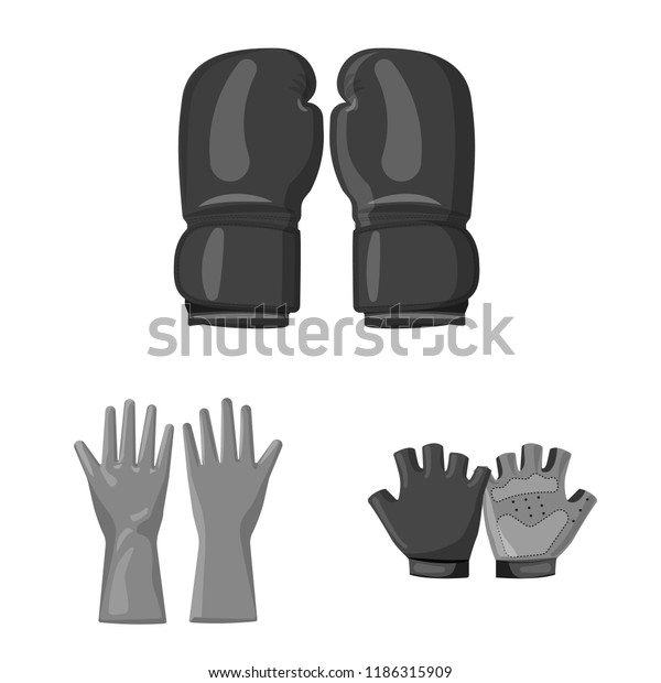 Vector design of glove and winter\
sign. Collection of glove and equipment stock symbol for\
web.