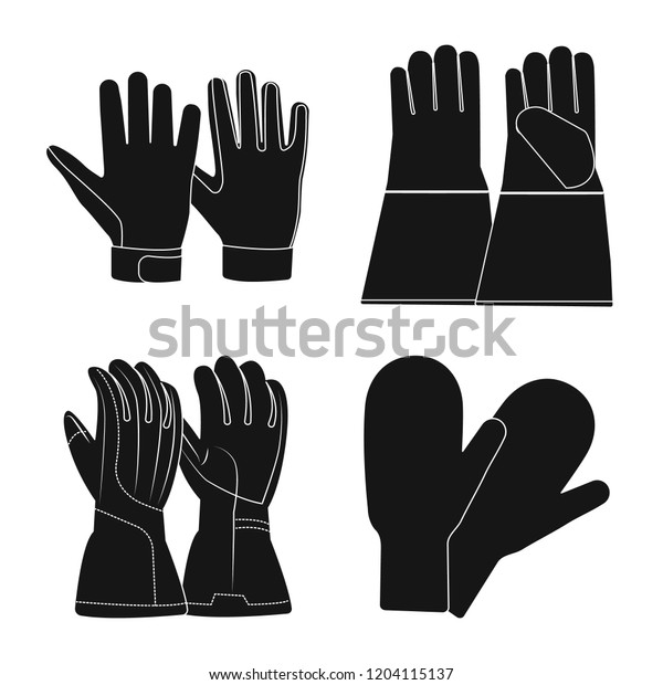 Vector design of glove and winter sign.\
Set of glove and equipment stock symbol for\
web.