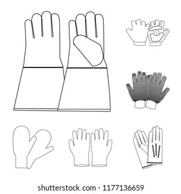 Vector design of glove and winter symbol. Set of glove and equipment stock symbol for web.