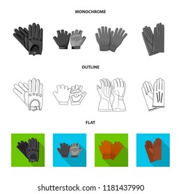 Vector design of glove and winter symbol. Set of glove and equipment stock symbol for web.