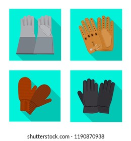 Vector design of glove and winter symbol. Set of glove and equipment stock vector illustration.