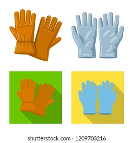 Vector design of glove and winter symbol. Set of glove and equipment stock vector illustration.