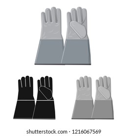 Vector design of glove and winter symbol. Collection of glove and equipment stock vector illustration.
