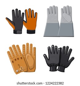 Vector design of glove and winter symbol. Collection of glove and equipment stock symbol for web.