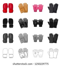 Vector design of glove and winter symbol. Collection of glove and equipment vector icon.