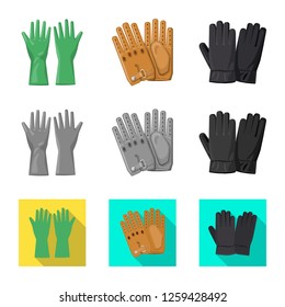 Vector design of glove and winter symbol. Collection of glove and equipment stock symbol for web.