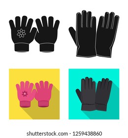 Vector design of glove and winter symbol. Collection of glove and equipment stock vector illustration.