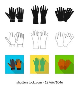 Vector design of glove and winter symbol. Set of glove and equipment stock vector illustration.