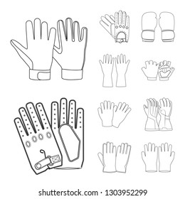 Vector design of glove and winter symbol. Set of glove and equipment vector icon for stock.