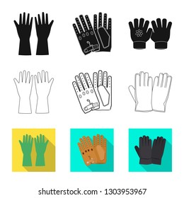 Vector design of glove and winter symbol. Collection of glove and equipment stock vector illustration.