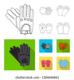 Vector design of glove and winter symbol. Collection of glove and equipment stock vector illustration.