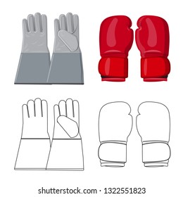 Vector design of glove and winter symbol. Set of glove and equipment vector icon for stock.