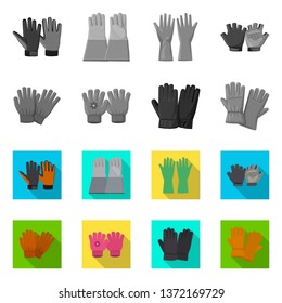 Vector design of glove and winter symbol. Collection of glove and equipment stock vector illustration.