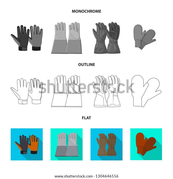 Vector design of glove and winter symbol.\
Set of glove and equipment stock symbol for\
web.